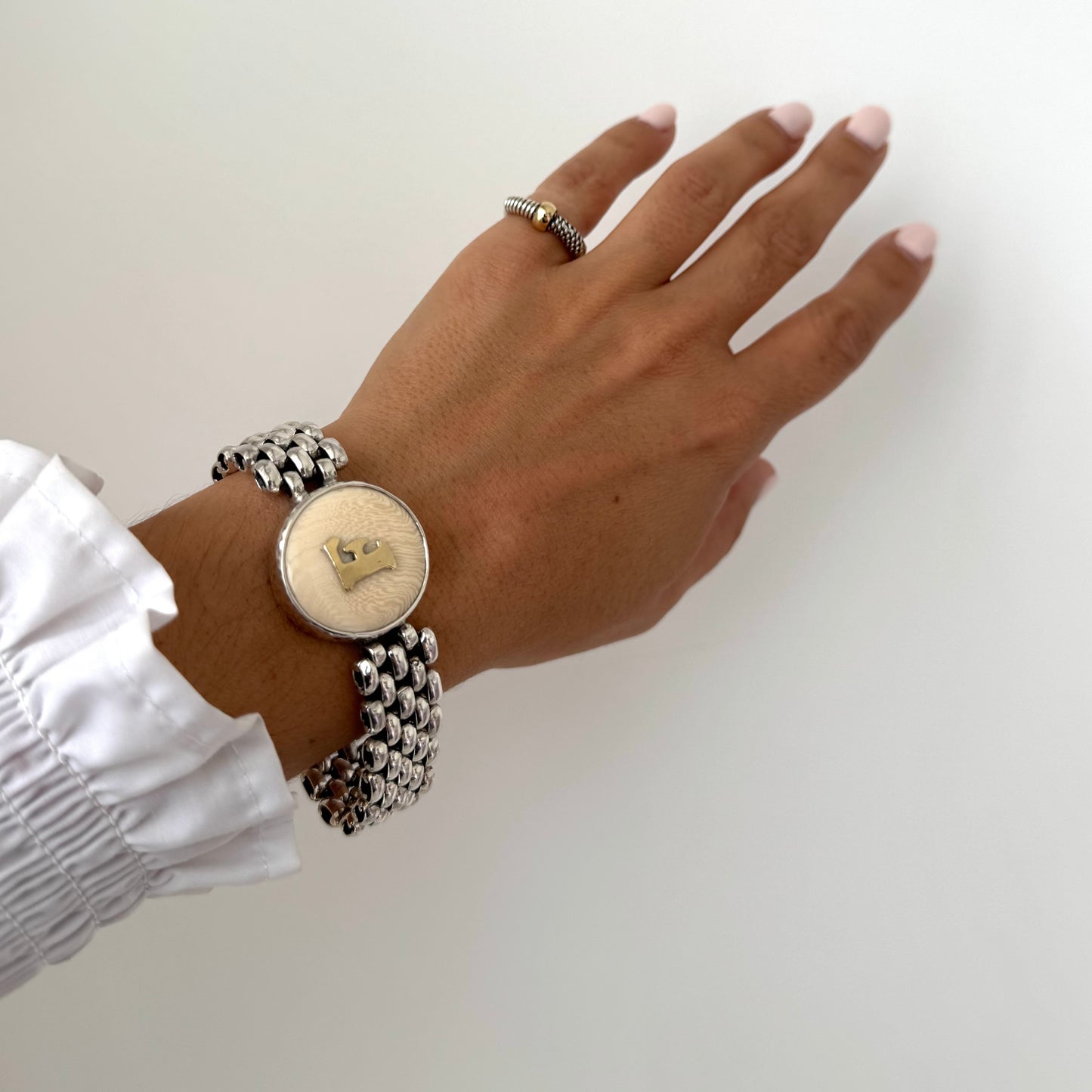 Pulseira “rolex” com inicial em ouro
