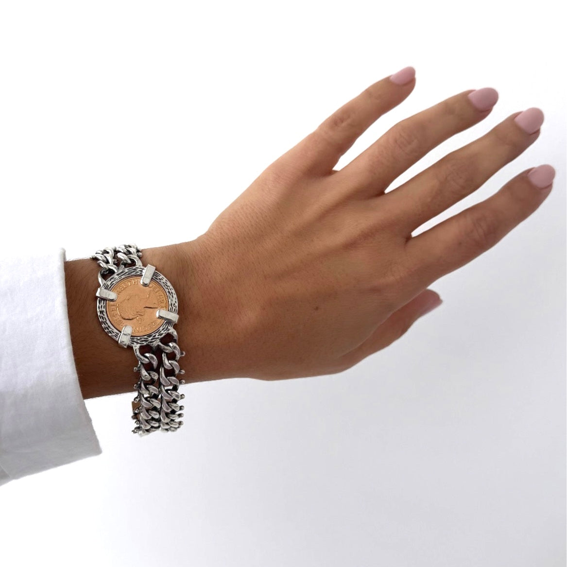 Pulseira com libra em prata