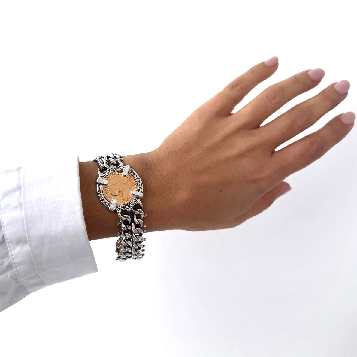 Pulseira com libra em prata