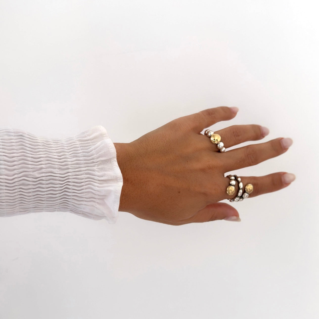 Anel duplo bolinha em ouro