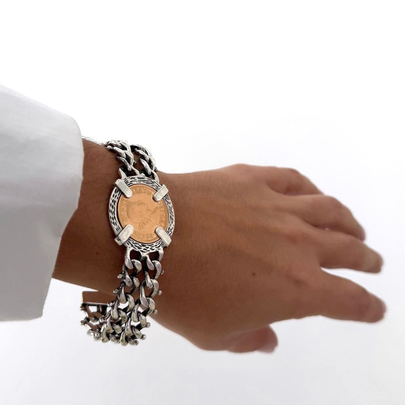 Pulseira com libra em prata