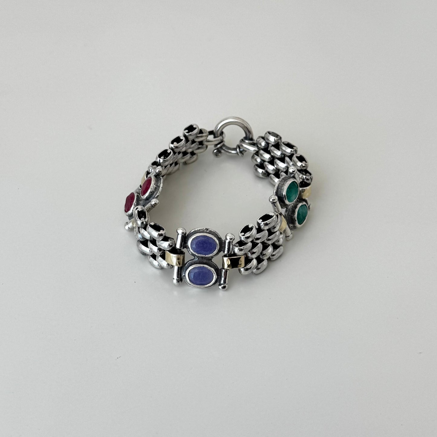 Pulseira em prata com pedras coloridas