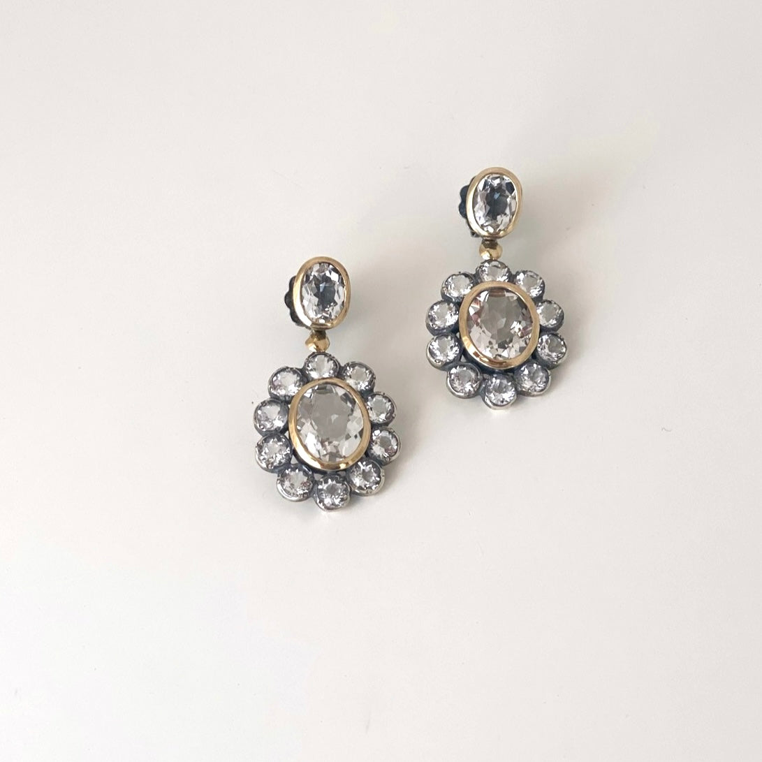 Brincos Cristal de Rocha e Ouro