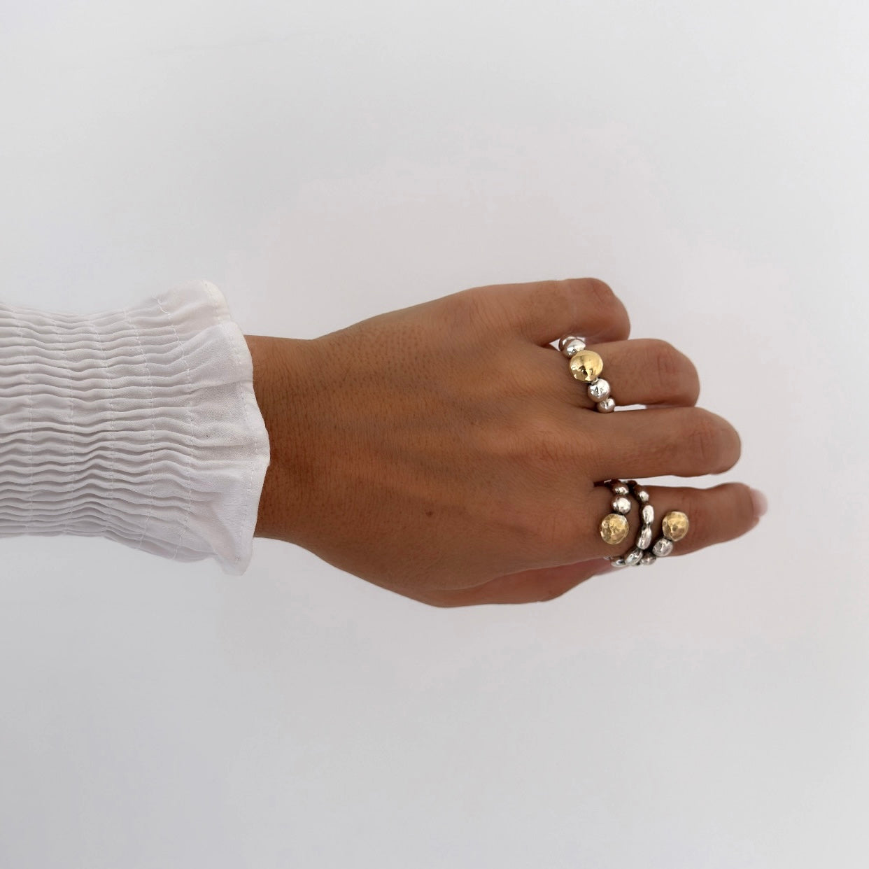 Anel duplo bolinha em ouro