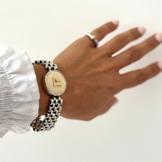 Pulseira “rolex” com inicial em ouro